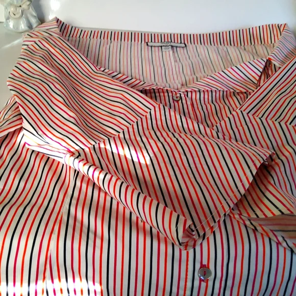 Hilary Radley For Katherine Barclay Striped Blouse Large - Picture 2 of 4